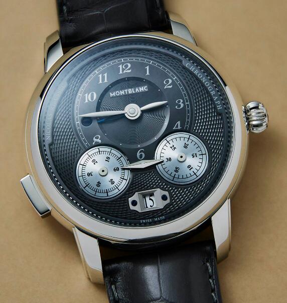 Online knock-off watches are paired with grey leather straps.
